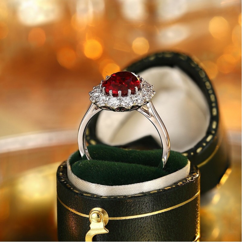 Ruif Jewelry Classic Design PT950 Platinum 8.06ct Lab Grown Ruby And 1.852ct Lab Grown Diamond Ring Wedding Bands