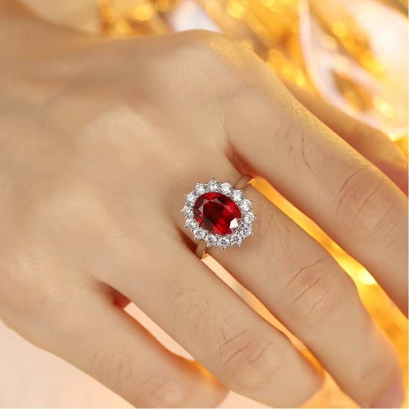 Ruif Jewelry Classic Design PT950 Platinum 8.06ct Lab Grown Ruby And 1.852ct Lab Grown Diamond Ring Wedding Bands