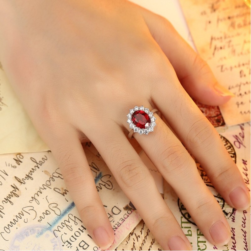 Ruif Jewelry Classic Design PT950 Platinum 8.06ct Lab Grown Ruby And 1.852ct Lab Grown Diamond Ring Wedding Bands