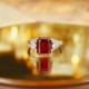 Ruif Jewelry Classic Design PT950 Platinum 4.53ct Lab Grown Ruby And 0.518ct Lab Grown Diamond Ring Wedding Bands