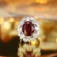 Ruif Jewelry Classic Design PT950 Platinum 8.95ct Lab Grown Ruby And 4.602ct Lab Grown Diamond Ring Wedding Bands