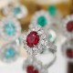 Ruif Jewelry Classic Design PT950 Platinum 5.225ct Lab Grown Ruby And 3.289ct Lab Grown Diamond Ring Wedding Bands