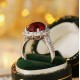 Ruif Jewelry Classic Design PT950 Platinum 5.37ct Lab Grown Ruby And 1.174ct Lab Grown Diamond Ring Wedding Bands