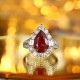 Ruif Jewelry Classic Design PT950 Platinum 4.41ct Lab Grown Ruby And 2.106ct Lab Grown Diamond Ring Wedding Bands