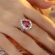 Ruif Jewelry Classic Design PT950 Platinum 4.41ct Lab Grown Ruby And 2.106ct Lab Grown Diamond Ring Wedding Bands
