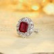 Ruif Jewelry Classic Design PT950 Platinum 4.24ct Lab Grown Ruby And 1.689ct Lab Grown Diamond Ring Wedding Bands