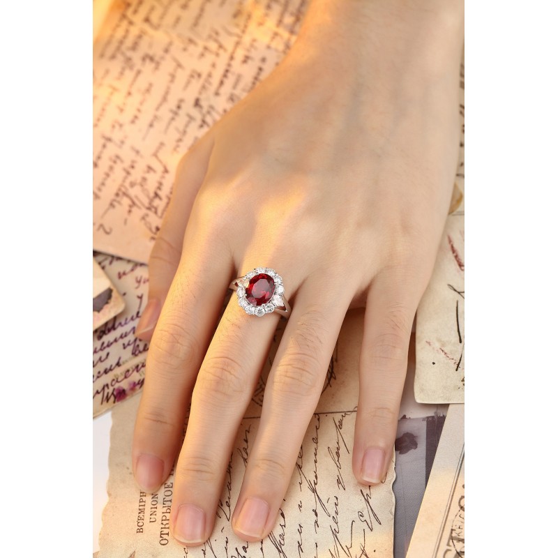 Ruif Jewelry Classic Design PT950 Platinum 3.64ct Lab Grown Ruby And 1.31ct Lab Grown Diamond Ring Wedding Bands