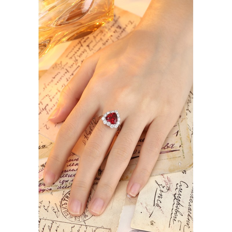 Ruif Jewelry Classic Design PT950 Platinum 3.51ct Lab Grown Ruby And 1.172ct Lab Grown Diamond Ring Wedding Bands