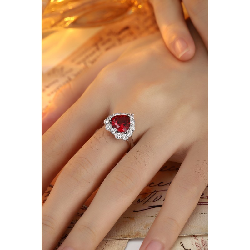 Ruif Jewelry Classic Design PT950 Platinum 3.51ct Lab Grown Ruby And 1.172ct Lab Grown Diamond Ring Wedding Bands