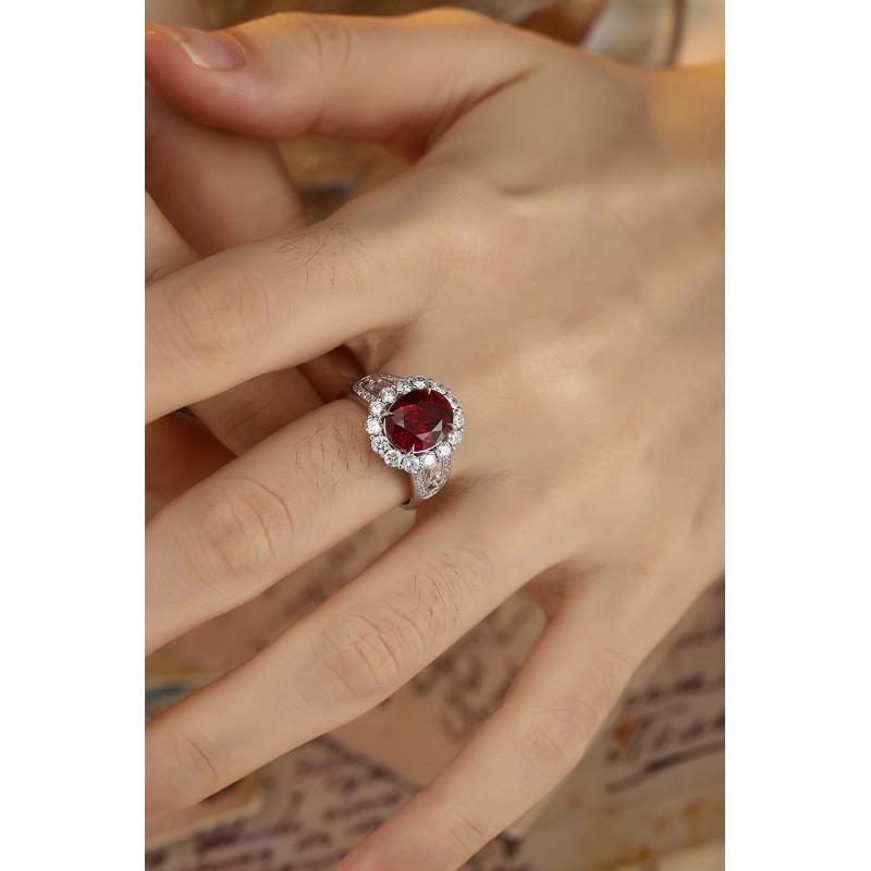 Ruif Jewelry Classic Design PT950 Platinum 3.69ct Lab Grown Ruby And 1.252ct Lab Grown Diamond Ring Wedding Bands