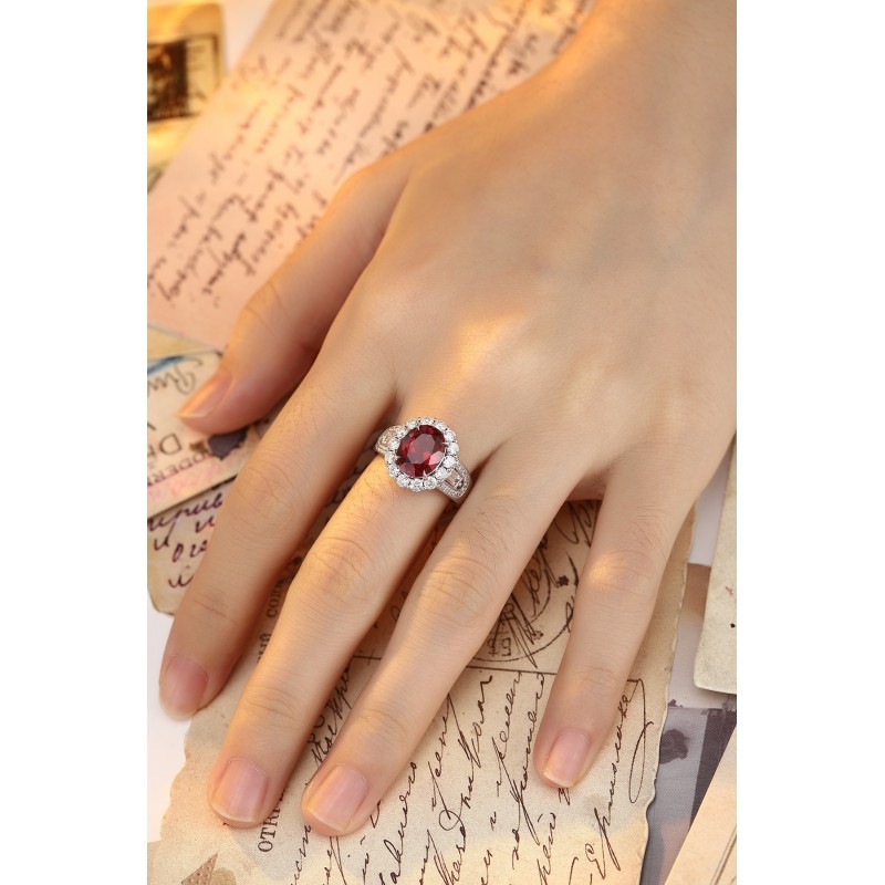 Ruif Jewelry Classic Design PT950 Platinum 3.69ct Lab Grown Ruby And 1.252ct Lab Grown Diamond Ring Wedding Bands