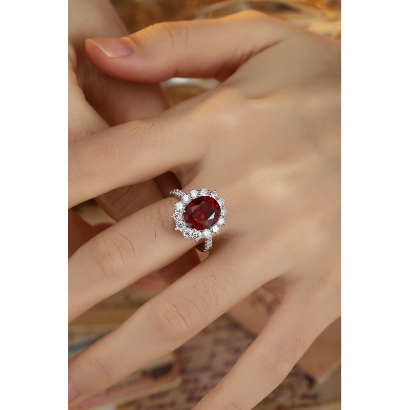Ruif Jewelry Classic Design PT950 Platinum 5.26ct Lab Grown Ruby And 1.274ct Lab Grown Diamond Ring Wedding Bands