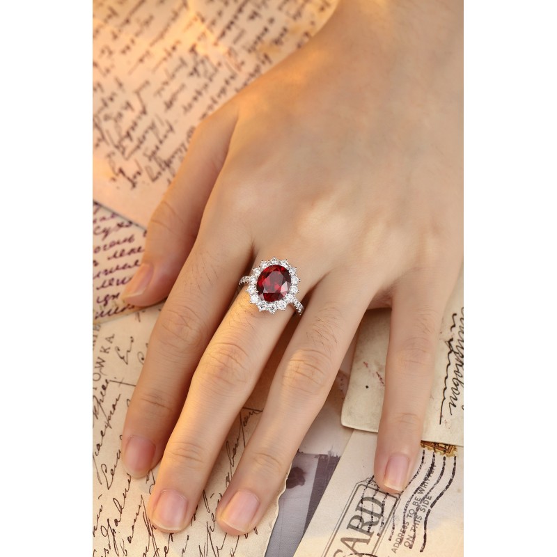 Ruif Jewelry Classic Design PT950 Platinum 5.26ct Lab Grown Ruby And 1.274ct Lab Grown Diamond Ring Wedding Bands