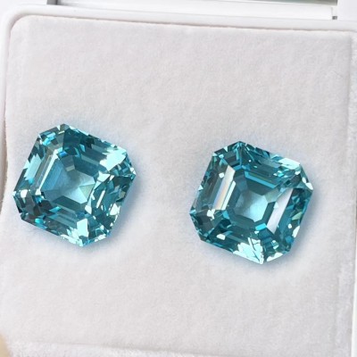 Ruif Jewelry Hand Made High Quality Lab Grown Aquamarine Asscher Cut Gemstone for Diy Jewelry Design