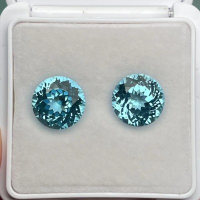Ruif Jewelry Round Shape Lab Grown Aquamarine Loose Gemstone for Jewelry Rings Earrings Necklace Bracelet Making