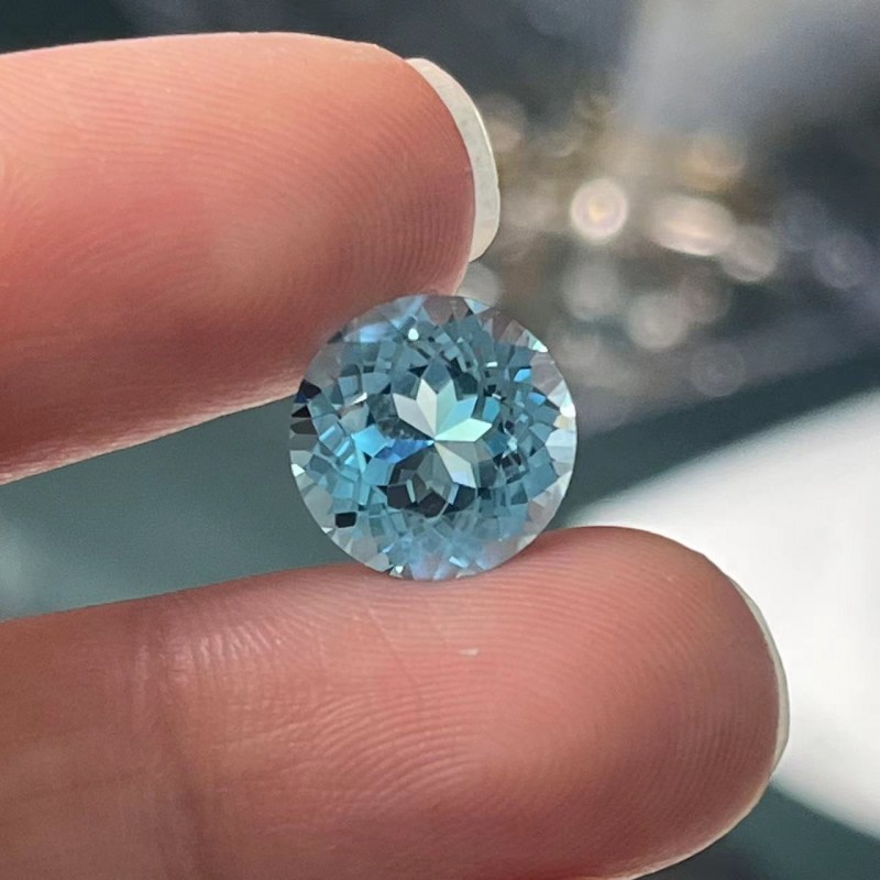 Ruif Jewelry Round Shape Lab Grown Aquamarine Loose Gemstone for Jewelry Rings Earrings Necklace Bracelet Making