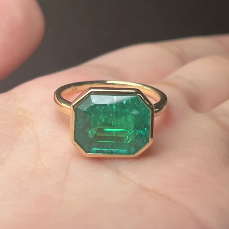 Ruif Jewelry Classic Design 14K Yeloow Gold 1012mm5.25ct Lab Grown Emerald Ring Gemstone Jewelry Ruif Jewelry Classic Design 14K Yeloow Gold 1012mm5.25ct Lab Grown Emerald Ring Gemstone Jewelry