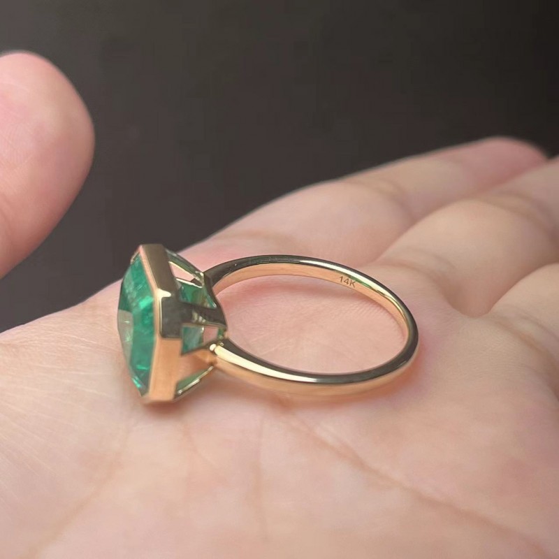 Ruif Jewelry Classic Design 14K Yeloow Gold 1012mm5.25ct Lab Grown Emerald Ring Gemstone Jewelry Ruif Jewelry Classic Design 14K Yeloow Gold 1012mm5.25ct Lab Grown Emerald Ring Gemstone Jewelry