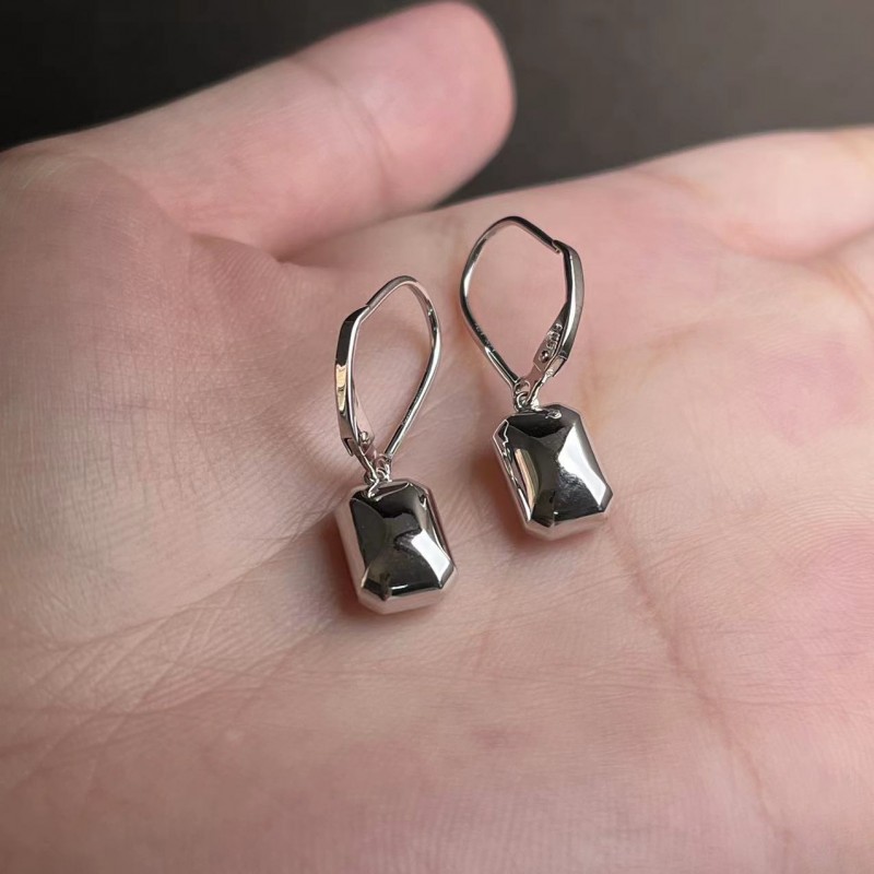 Ruif Jewelry Customized 14k White Gold 1.5ctx2pcs Lab Grown Diamond Earrings Emerald Shape Classic Engagement Band Jewelry 