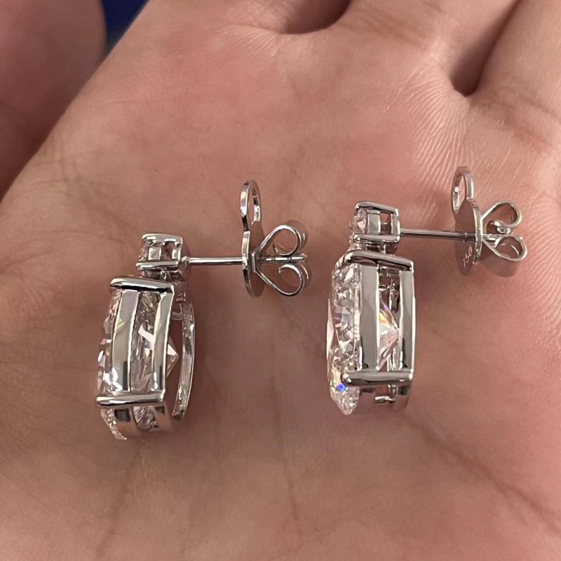 Ruif Jewelry Customized 18K White Gold 5ctx2pcs Lab Grown Diamond Earring Classic  Engagement  Jewelry for Women