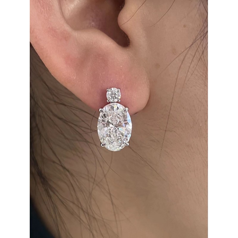 Ruif Jewelry Customized 18K White Gold 5ctx2pcs Lab Grown Diamond Earring Classic  Engagement  Jewelry for Women