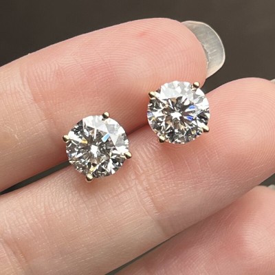 Ruif Jewelry Customized 18k Yellow Gold 1.5ctx2pcs Lab Grown Diamond Earring Classic Engagement Band Jewelry 
