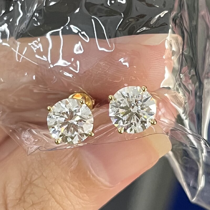 Ruif Jewelry Customized 18k Yellow Gold 1.5ctx2pcs Lab Grown Diamond Earring Classic Engagement Band Jewelry 