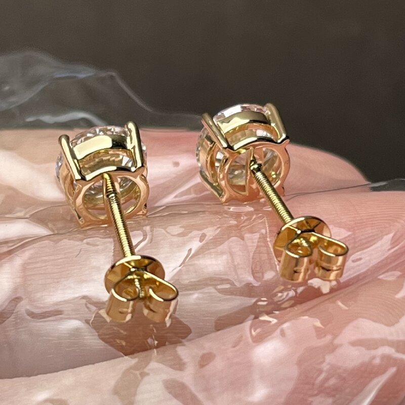 Ruif Jewelry Customized 18k Yellow Gold 1.5ctx2pcs Lab Grown Diamond Earring Classic Engagement Band Jewelry 