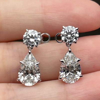 Ruif Jewelry Customized 18K White Gold 1.8ctx2pcs/0.6ctx2pcs Lab Grown Diamond Earring Classic  Engagement  Jewelry for Women