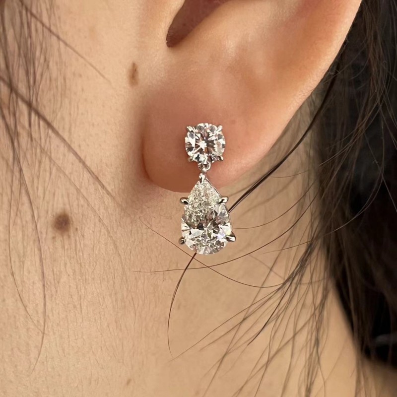 Ruif Jewelry Customized 18K White Gold 1.8ctx2pcs/0.6ctx2pcs Lab Grown Diamond Earring Classic Engagement Jewelry for Women Ruif Jewelry Customized 18K White Gold 1.8ctx2pcs/0.6ctx2pcs Lab Grown Diamond Earring Classic Engagement Jewelry for Women