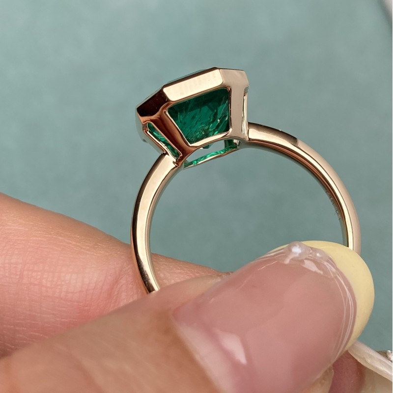 Ruif Jewelry Classic Design 14K Yeloow Gold 4.14ct Lab Grown Emerald Ring Gemstone Jewelry Ruif Jewelry Classic Design 14K Yeloow Gold 4.14ct Lab Grown Emerald Ring Gemstone Jewelry