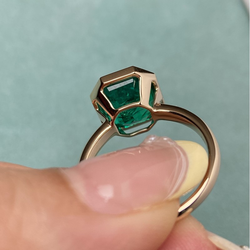 Ruif Jewelry Classic Design 14K Yeloow Gold 4.14ct Lab Grown Emerald Ring Gemstone Jewelry Ruif Jewelry Classic Design 14K Yeloow Gold 4.14ct Lab Grown Emerald Ring Gemstone Jewelry
