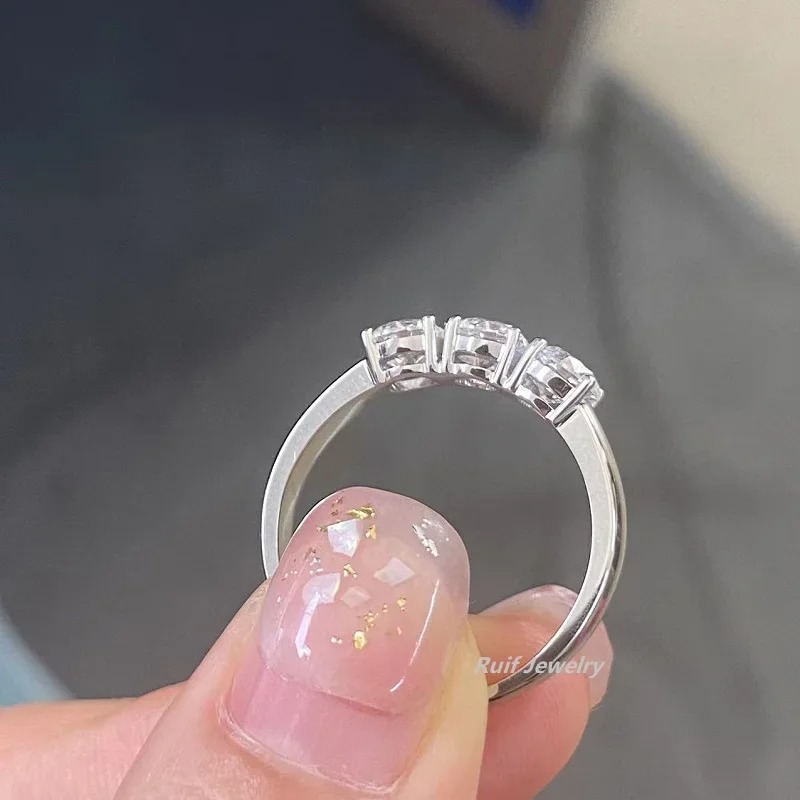 Ruif Jewelry Customized 18K White Gold 1.52ct Lab Grown Diamond Ring Classic Three Stones Engagement Band Jewelry for Women Ruif Jewelry Customized 18K White Gold 1.52ct Lab Grown Diamond Ring Classic Three Stones Engagement Band Jewelry for Women