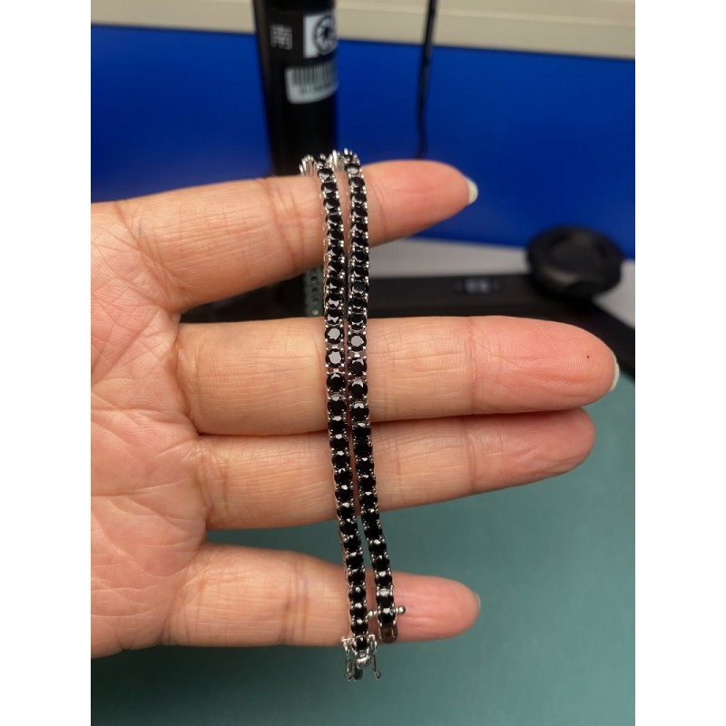 Ruif Jewelry Classic Tennis Bracelet S925 Silver 3mm Round Shape Natural Black Spinel Gemstone Fashion Jewelry Party Gifts