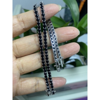 Ruif Jewelry Classic Tennis Bracelet S925 Silver 3mm Round Shape Natural Black Spinel Gemstone Fashion Jewelry Party Gifts