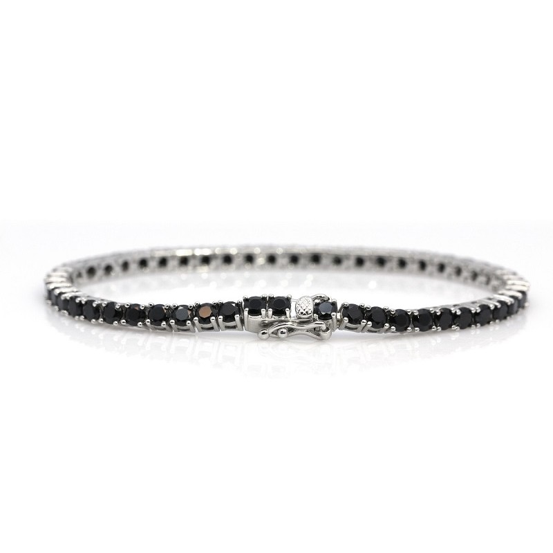 Ruif Jewelry Classic Tennis Bracelet S925 Silver 3mm Round Shape Natural Black Spinel Gemstone Fashion Jewelry Party Gifts