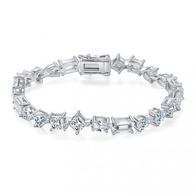 Ruif Jewelry Classic Popular Design 0.5ct Each  Fancy Shape D Color Moissanite tennis  Bracelet S925 Silver  Fashion Jewelry 