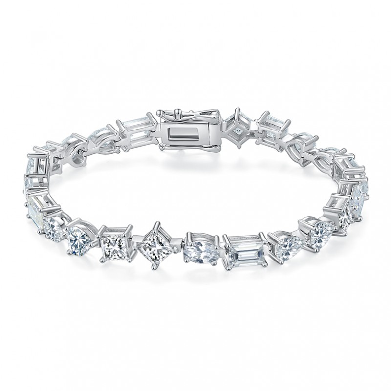 Ruif Jewelry Popular Design 0.5ct Each  Fancy Shape D Color Moissanite tennis  Bracelet S925 Silver  Fashion Jewelry 