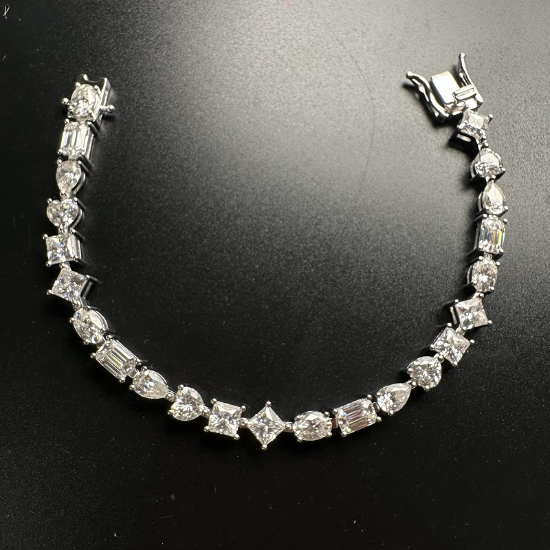 Ruif Jewelry Classic Popular Design 0.5ct Each  Fancy Shape D Color Moissanite tennis  Bracelet S925 Silver  Fashion Jewelry 