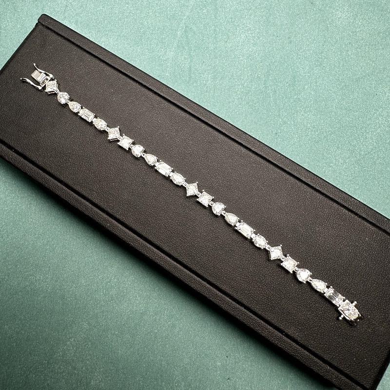 Ruif Jewelry Classic Popular Design 0.5ct Each  Fancy Shape D Color Moissanite tennis  Bracelet S925 Silver  Fashion Jewelry 