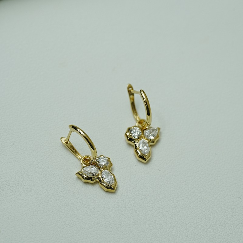 Ruif Jewelry Customized 9k Gold 0.88ct Lab Grown Diamond Earrings Fancy Shape Classic Engagement Band Jewelry 