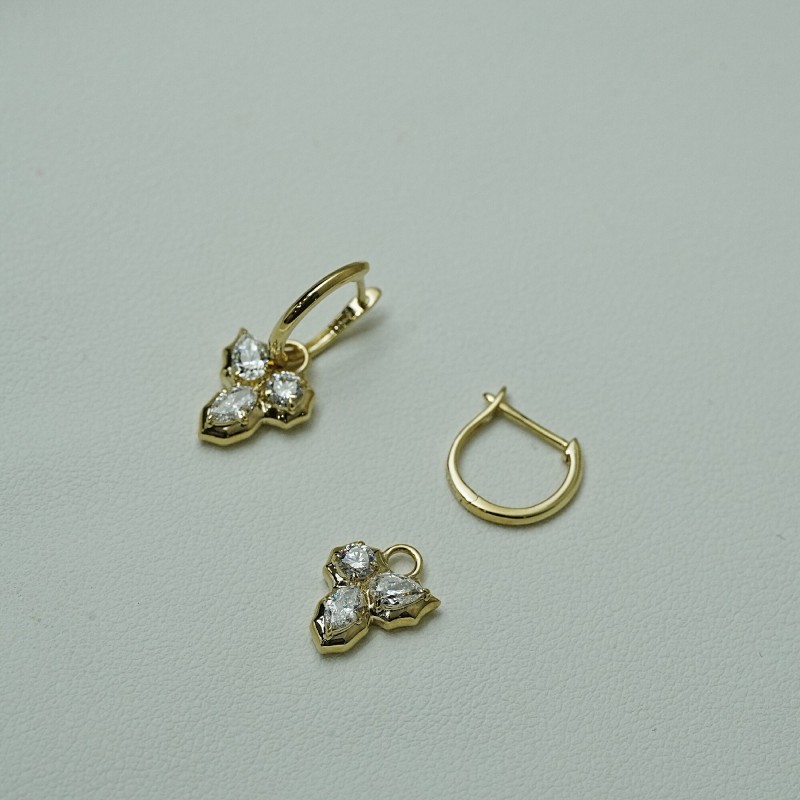 Ruif Jewelry Customized 9k Gold 0.88ct Lab Grown Diamond Earrings Fancy Shape Classic Engagement Band Jewelry 