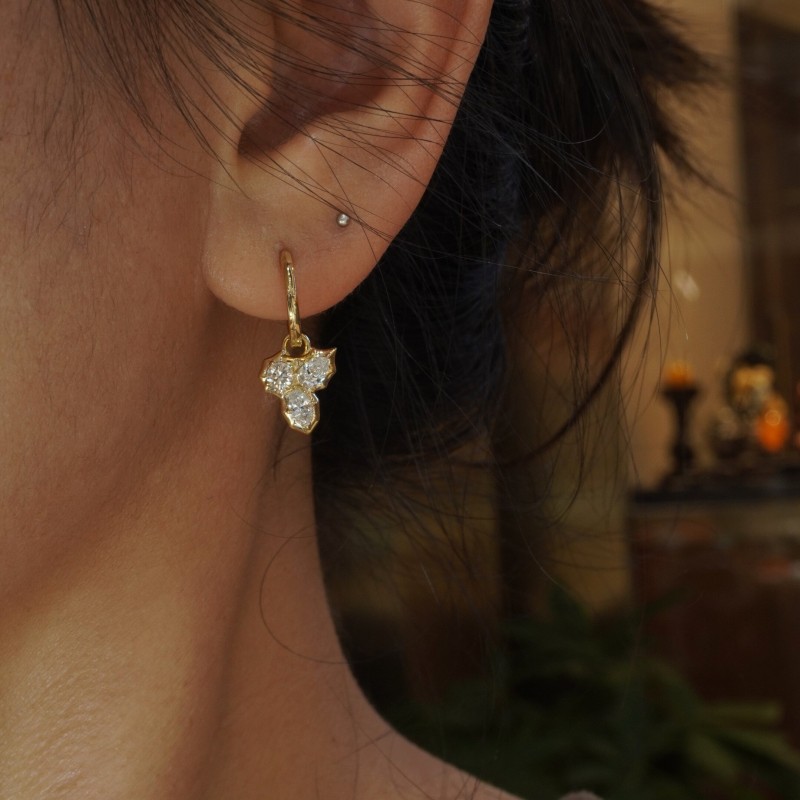 Ruif Jewelry Customized 9k Gold 0.88ct Lab Grown Diamond Earrings Fancy Shape Classic Engagement Band Jewelry 