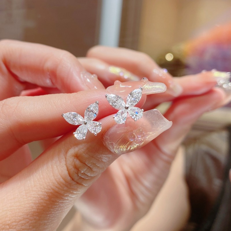 Ruif Jewelry Customized PT950 Platinum Lab Grown Diamond Earrings Fancy Shape Classic Engagement Band Jewelry 