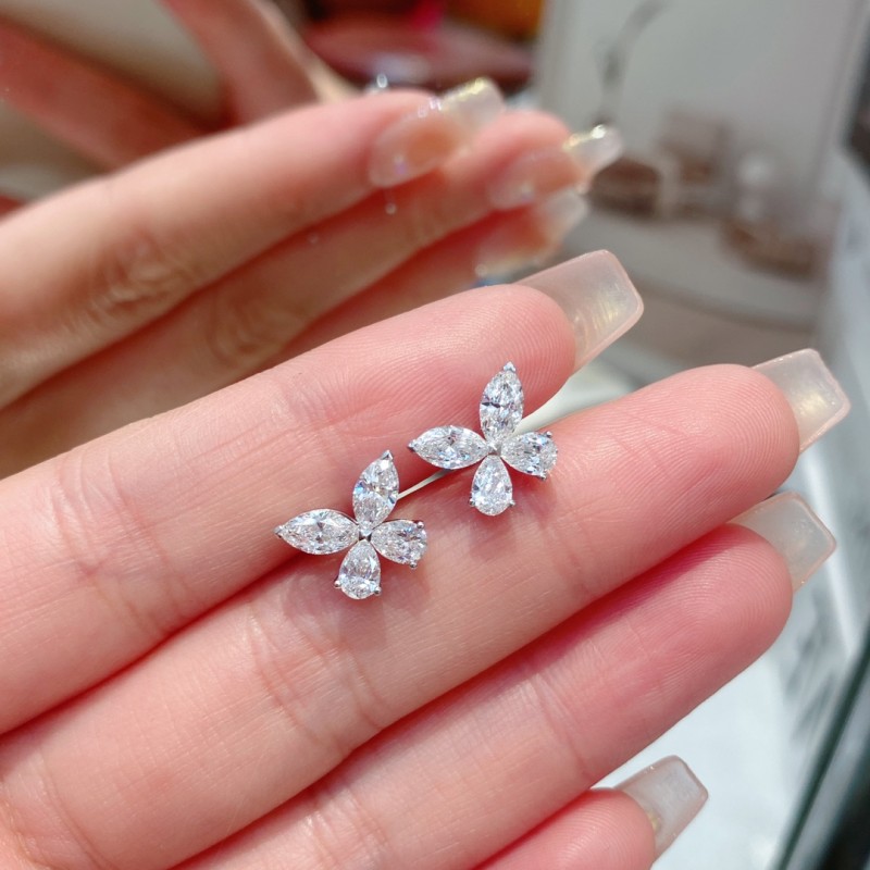 Ruif Jewelry Customized PT950 Platinum Lab Grown Diamond Earrings Fancy Shape Classic Engagement Band Jewelry 