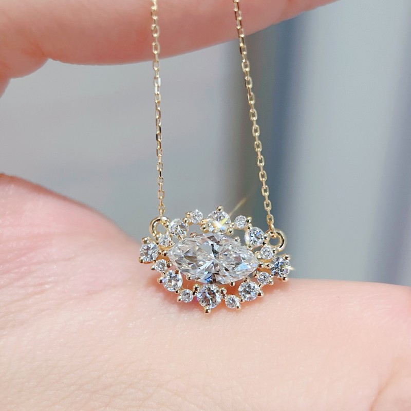 Ruif Jewelry 18K Yellow Gold 1.0ct Lab Diamond Nacklace Custom Jewelry for Party Gift