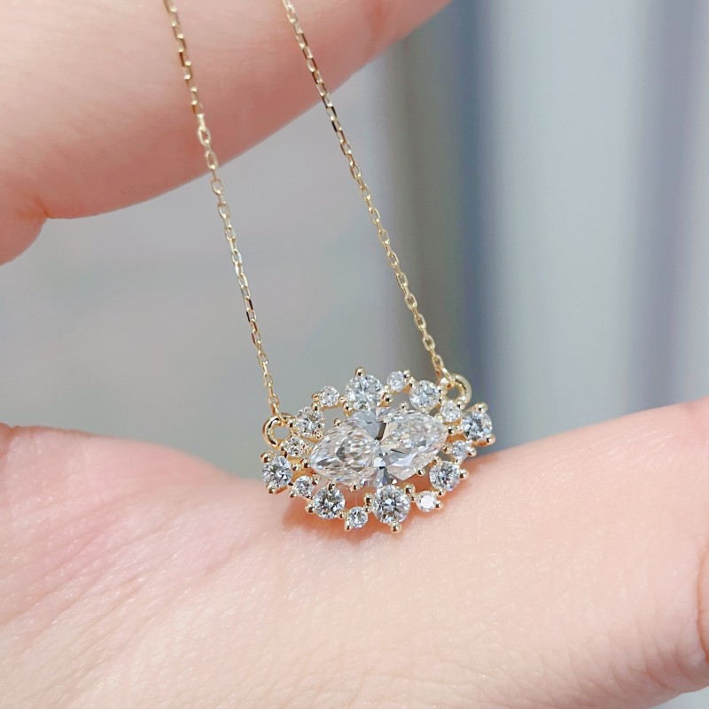 Ruif Jewelry 18K Yellow Gold 1.0ct Lab Diamond Nacklace Custom Jewelry for Party Gift