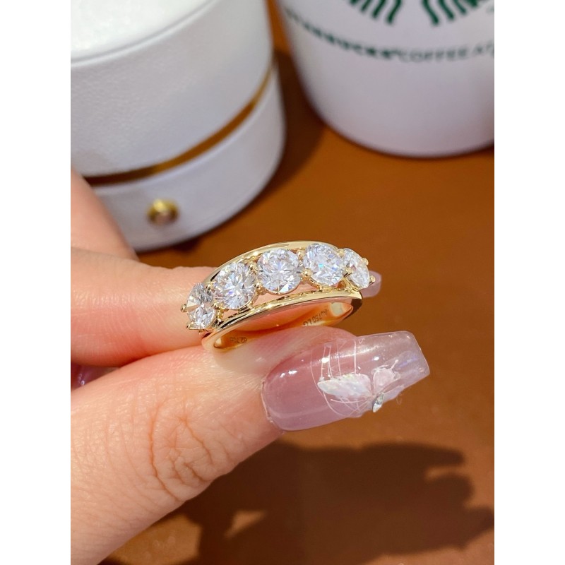 Ruif Jewelry 18k Yellow Gold 0.5ct each Lab Grown Diamond Ring custom Jewelry for Party Gift
