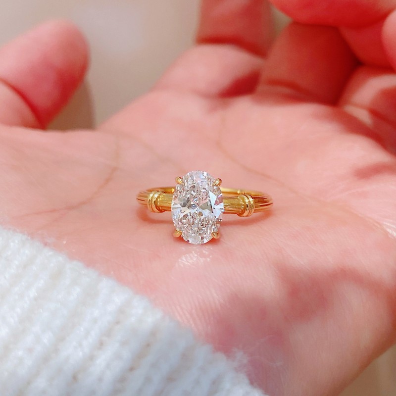 Ruif Jewelry 18k Yellow Gold 1.5ct Lab Grown Diamond Ring custom Jewelry for Party Gift