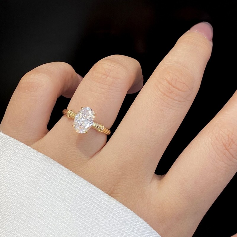 Ruif Jewelry 18k Yellow Gold 1.5ct Lab Grown Diamond Ring custom Jewelry for Party Gift